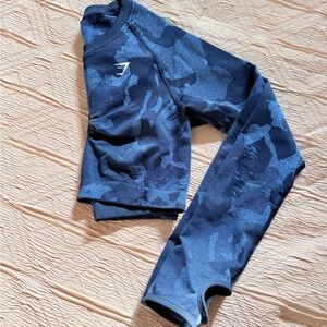 Gymshark Blue Navy Camo Seamless Crop Top